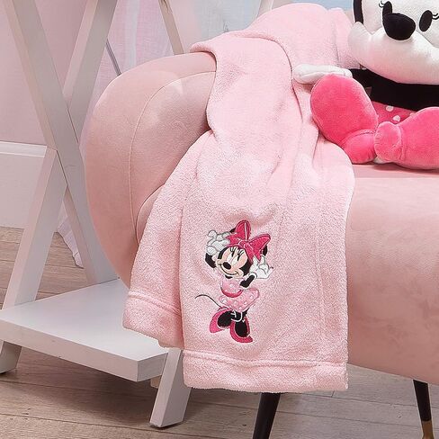 بطانية أطفال من الصوف الناعم باللون الوردي من Lambs & Ivy Disney Baby Minnie Mouse Love in Kuwait