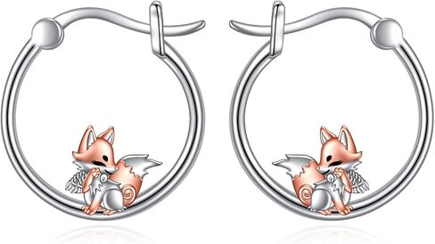 925 Sterling Silver Bigger Hoops Fox/Bear/Penguin/Axolotl/Octopus/Raccoon Earrings Christmas Gifts for Women in Saudi Arabia