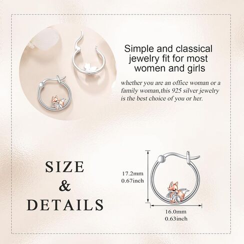 925 Sterling Silver Bigger Hoops Fox/Bear/Penguin/Axolotl/Octopus/Raccoon Earrings Christmas Gifts for Women in Saudi Arabia