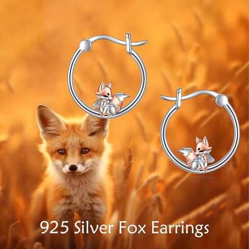 925 Sterling Silver Bigger Hoops Fox/Bear/Penguin/Axolotl/Octopus/Raccoon Earrings Christmas Gifts for Women in Saudi Arabia