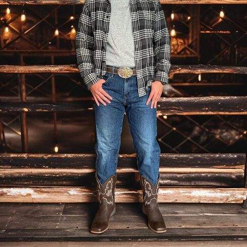 J's.o.l.e Cowboy Boots for Men Wide Square Toe Mid Calf Rodeo Country Western Boots in Saudi Arabia