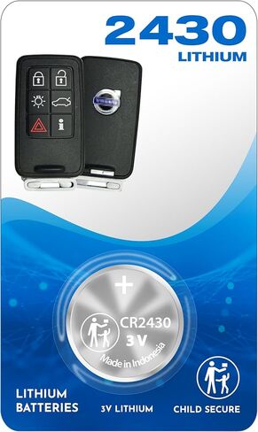 بطارية مفتاح التحكم عن بعد FOB OEM CR2430 لـ 2014-2021+ لفولفو (2009-2017) S60 S80 V60 V70 XC60 XC70 V40 تناسب غطاء الهيكل ومصابيح LED وإكسسوارات حامية إنذار الأمان والمفتاح الذكي DIY KIT Accessories in Kuwait