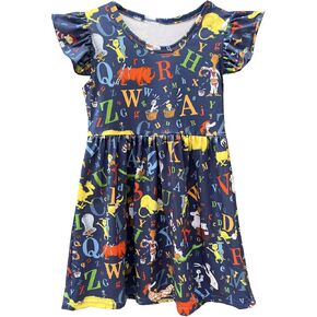 Toddler Girls Apple Pencil Printed Back to School Pearls First day of School Boutique Dress
