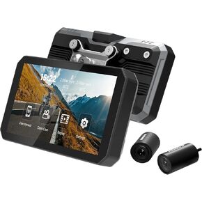 N1 Pro 6 inch Portable Motorcycle Carplay Android Auto GPS Navigation System with Dash Cam Front and Rear, 5.8G Wi-Fi, IP67 Waterproof, Full-screen Touchscreen Carplay Screen for Motorcycle