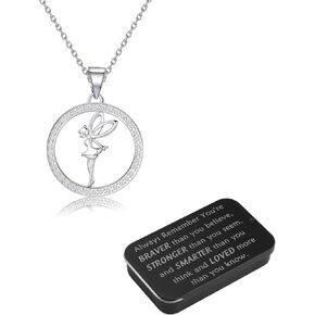 BNQL Fairy Pixie Dust Necklace Fairy Pendant Necklace All You Need Is Faith Trust Pixie Dust Fairy Tale Necklace Jewelry Inspirational Gifts (fairy necklace box)