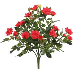 Vickerman 15" Artificial Orange Mini Diamond Rose Bush - Premium Faux Flowers for Wedding or Home Decor - Maintenance Free - Faux Orange Roses - Flowers for Arrangement