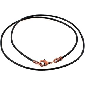 Antique Copper 1.8mm Fine Black Leather Cord Necklace