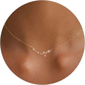 Star Necklace, Dainty 14K Gold Plated Cubic Zirconia Chain Pendant Necklace Cute Simple Necklaces for Women Trendy Gift