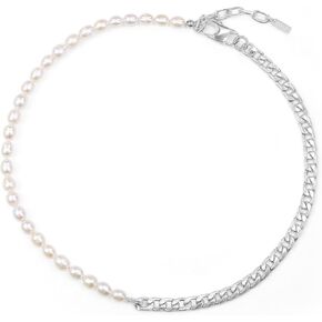COAI Men's Women's Cuban Link Chain Pearl Strand Necklace