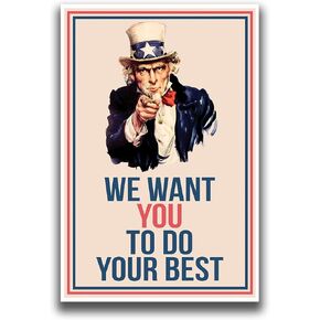 JSC376 Uncle Sam We Want You Classroom Poster | 18-Inches by 12-Inches | Premium 100lb Gloss Poster Paper