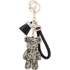 سلسلة مفاتيح فوزية لطيفة على شكل دب بشرابة معصم بأحجار الراين اللامعة للنساء in Kuwait