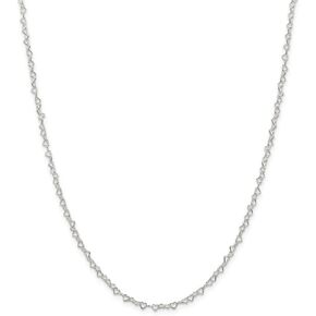 Solid 925 Sterling Silver 3.5mm Fancy Love Heart Link Necklace 16"
