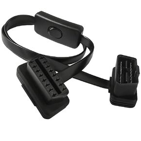 Halokny OBD2 Extension Cable,Ultra-thin OBDII Male to Female Connection Cord Extension Cable, 16 Pin OBD 2 Flat Wire Car Diagnostic with Individually Power Switch (with One Switch)