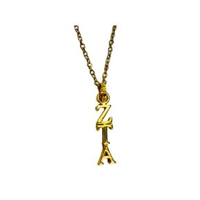 Gold Artisan Zeta Tau Alpha ZTA Sorority Lavaliere Necklace, 18 inch chain