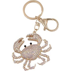 Rhinestones Crab Keychain Funny Key Chain Holder Metal Key Ring Bags Pendant Car Charms