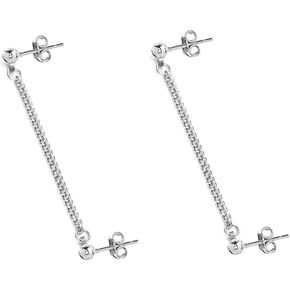 Double Piercing 20g Cartilage Chain Threader Dangle Drop Cuff Ball Stud Earrings for Women Men Girls Boys Stainless Steel 2nd Holes Climber Crawler Tassel Huggie Minimalist Hypoallergenic Post Fashion Jewelry Gifts Bff