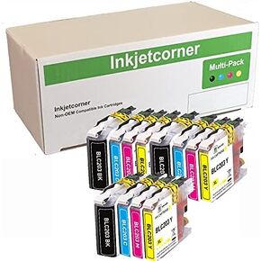 Inkjetcorner Compatible Ink Cartridges Replacement for LC203 XL MFC-J460DW MFC-J480DW MFC-J485DW MFC-J680DW MFC-J880DW MFC-J885DW (12-Pack, 3 Black 3 Cyan 3 Magenta 3 Yellow)