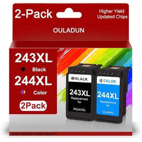 PG-243XL/CL-244XL Ink Cartridges Replacement for Canon 243XL 244XL Combo Pack for Pixma TR4520 TS3322 TR4522 TS3122 MG2520 MG2522 MG2922 MX490 MX492 Printers (1 Black+1 Color)