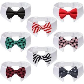 Cat Bow Tie Collar, KOOLMOX Adjustable Cat Tuxedo Collar Sewed with Pet Cat Bowtie Cat Accessories Male Cat Collar for Small Puppy Boy Dog Collars Cat Wedding Outfit Birthday Gift Cat Bows