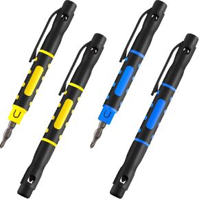 4 Pieces Pocket Screwdriver 4 in 1 Pen Screwdriver Multipurpose Portable Screwdriver Crossing Flathead Screwdriver for Repairing