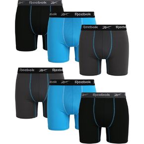 Reebok Men's Underwear - Sustainable Performance Boxer Briefs (6 Pack)