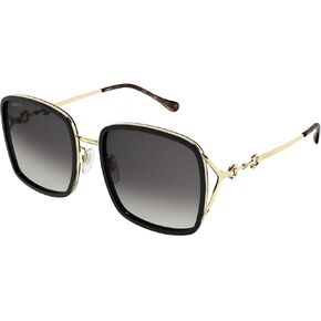 Gucci GG1016SK 001 Sunglasses Women's Black/Gold/Grey Gradient Square Shape 58mm
