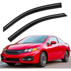 Lightronic WV92729 Outside Mount Side Window Deflectors Visors Vent Rain Guards, Dark Smoke, 2-Pieces Set, Fits 2012-2015 Honda Civic Coupe (2-Doors)