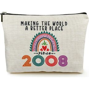 Sweet 16 Gifts for Girls, Sweet Sixteen Gifts for 16 Year Old Girl Makeup Bags, 2008 Cool 16th Birthday Decorations for Teenage Girls Gift Ideas, Sister, Daughter, Cosmetic Travel Pouch, Christmas