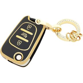 Key Fob Cover for Kia with Keychain Car Key Shell Case Compatible with 2010-2013 Kia Soul 2012-2014 Kia Rio Sportage