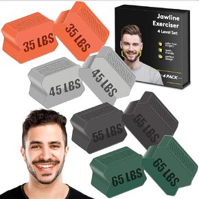 جهاز تمرين الفك للرجال والنساء، جهاز تدريب الفك من السيليكون، مقوي قوي لمدرب الفك مع 4 مستويات مقاومة، أقراص تونر الفك من السيليكون لتشكيل الوجه والرقبة، أزرق in Kuwait