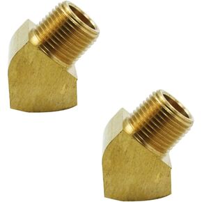 Brass 45 Degree Street Elbow, 3/8" Male x 3/8" Female NPT, (2 Pack)