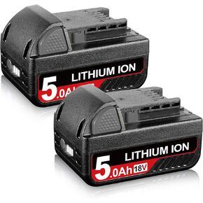 2Pack 5.0Ah 18V Lithium Battery Replacement for Milwaukee M-18 Battery 48-11-1811 48-11-1815 48-11-1820 48-11-1822 Cordless Tools