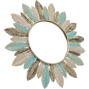 Makeup Mirror, Metal Wall Decor Make Up Mirror, Modern Minimalist Hanging Feather, Wall Art Sculpture, for Bedroom Living Room Study Office