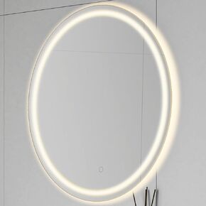 JONATHAN Y MIR101A-27R Dane 27 in. W x 27 in. H Small Round Rectangular Frameless Antifog Front/Back-Lit Tri-Color Wall Bathroom Vanity Mirror