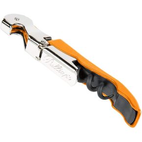 Pulltap's Double-Hinged Waiters Corkscrew, Wine Opener and Foil Cutter, Beer Bottle Opener, Orange