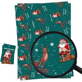 Christmas Wrapping Paper Sheets And Tags (Pack 2) Funny Rude Naughty List Design