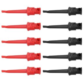 10pcs Hook Tester, Chazcool Hook Test Clips with Safety Handle and Compression Spring SMT/SMD IC D20 Cable Welding Test Clip(Reb Black)