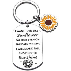 Sunflower Keychain Gifts for Women, Get Well Soon Gift Baskets for Women, Off to College Gifts for Girl, Key Chain Accessories for Women, Sobriety Gifts for Women, Summer Gift Basket