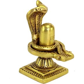 eSplanade Brass Shiv Ling Shiva Lingam with Sheshnaag Statue Idol Murti for home temple and Pooja - 4" Inches