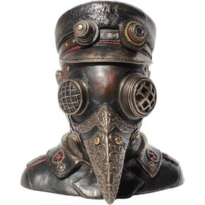 Steampunk Plague Doctor Bust Trinket Box Sculpture 7" High