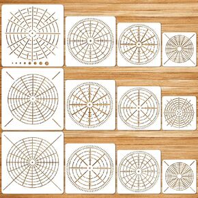 12 Pcs Mandala Painting Stencils Set,Reusable Bullseye Dot Stencil Template for Painting, 3.5/5/6/8 Inches DIY Painting Templates Arts Crafts for Rock Wood Canvas