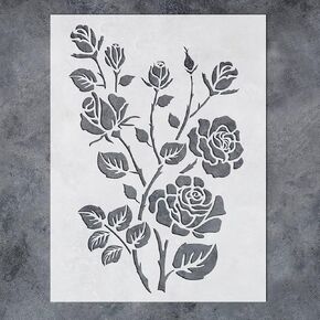 GSS Designs Large Rose Stencils for Painting on Wood Canvas Paper Fabric, Floor Wall Tile - Roses Flower - Reusable DIY Art Craft Stencils for Home Decor - Flowers Stencils