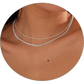 ASCOMY Silver Necklace for Women Dainty Silver Choker 14K Silver Plated Choker Minimalist JewelLery Gift for Women Girls