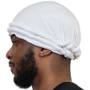 Veeta Superior Halo Turban Silk Satin Lined Head Wrap, Pre-Tied Turban for Men & Women, Turban Durag Wave Cap (Grey)