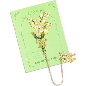 Bookmarks for Women, Kaluofan Book Marks for Reading Women, Flower Bookmark, Fancy and Pretty Bookmarks with Card Packaging, Mother's Day Christmas New Year Birthday Gift (Lily of The Valley 1)