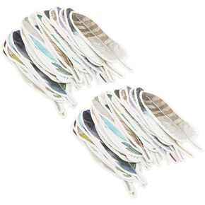 E-outstanding Bookmark 2Boxes/60PCS Colorful Feather Shaped Paper Reading Reminiscences Creative Book Page Marker Stationery Supplies