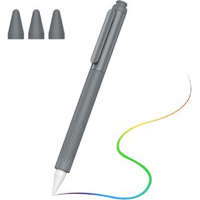 MoKo Silicone Pencil Case for Apple Pencil (2nd Generation) with 3 Pieces Nib Cover, Anti-Slip Grip Pencil Holder Sleeve, Magnetic Charging and Pairing & Double-Tapping Supported, Dark Gray in Kuwait