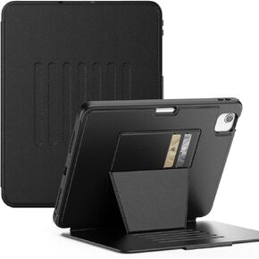 حافظة SEYMAC لجهاز iPad Air الجيل الخامس/الرابع 10.9 بوصة، حافظة حماية ذكية مغناطيسية مقاومة للصدمات مع حامل ثابت/فتحة بطاقة (يدعم قلم رصاص الشحن اللاسلكي الثاني) لجهاز Air 5/ Air 4، أسود in Kuwait