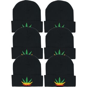 ToBeInStyle Men’s Pack of 6 Double Layered Winter Warm Basic Beanies