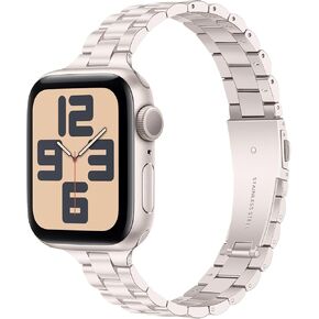 حزام رفيع من TRUMiRR لساعة Apple Series 9 8 7 41 مم / SE (الجيل الثاني) 40 مم ضوء النجوم، حزام بديل للنساء من الفولاذ المقاوم للصدأ لساعة iWatch SE 6 5 4 3 2 1 40 مم 38 مم in Kuwait